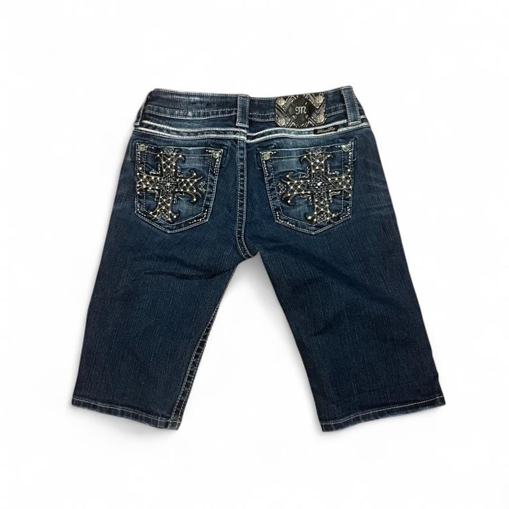 Miss Me blue denim Bermuda shorts
